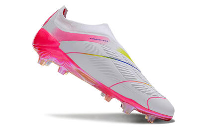 Adidas Predator Accuracy+ Laceless FG Football Boots - White/Pink/Blue/Yellow