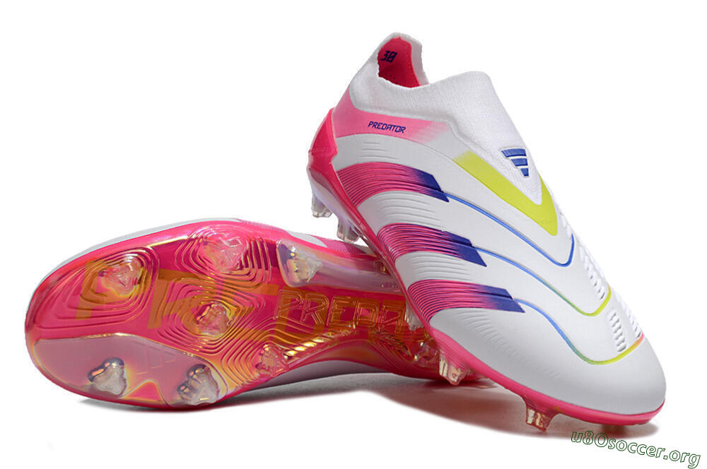 Adidas Predator Accuracy+ Laceless FG Football Boots - White/Pink/Blue/Yellow 0