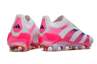 Adidas Predator Accuracy+ Laceless FG Football Boots - White/Pink/Blue/Yellow