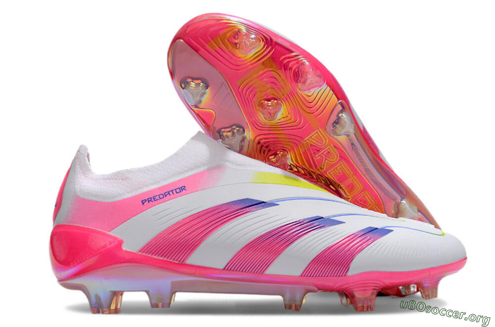 Adidas Predator Accuracy+ Laceless FG Football Boots - White/Pink/Blue/Yellow 2