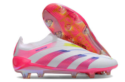 Adidas Predator Accuracy+ Laceless FG Football Boots - White/Pink/Blue/Yellow