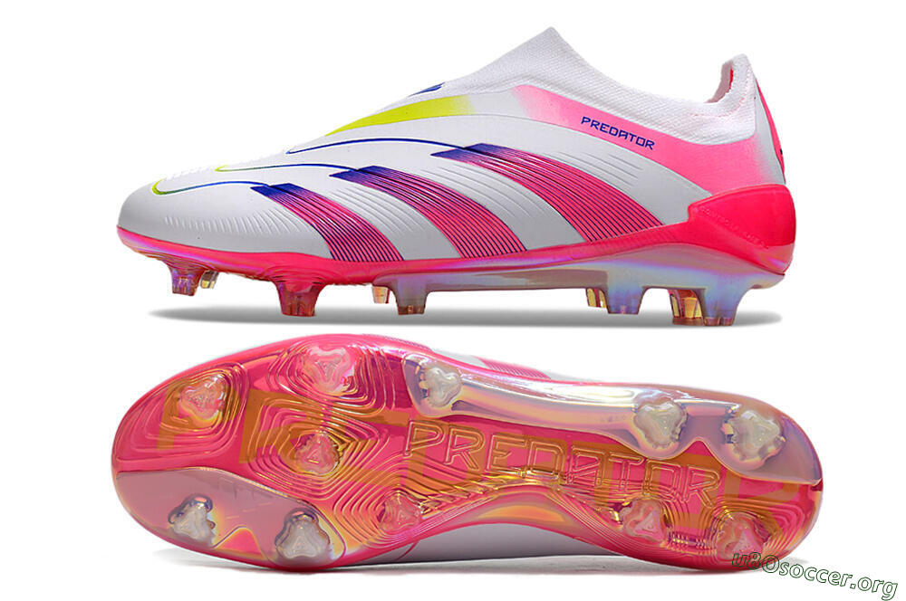 Adidas Predator Accuracy+ Laceless FG Football Boots - White/Pink/Blue/Yellow 1