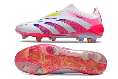 Adidas Predator Accuracy+ Laceless FG Football Boots - White/Pink/Blue/Yellow