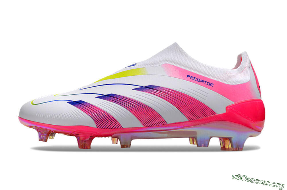 Adidas Predator Accuracy+ Laceless FG Football Boots - White/Pink/Blue/Yellow 3