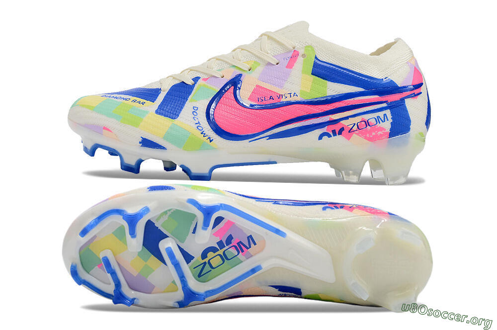 Nike Air Zoom Mercurial Vapor 15 Elite FG Football Boots - Beige/Blue/Yellow/Pink 1
