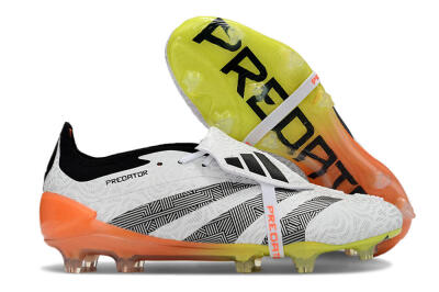 Adidas Predator Elite Foldover Tongue FG Football Boots - White/Black/Orange/Yellow