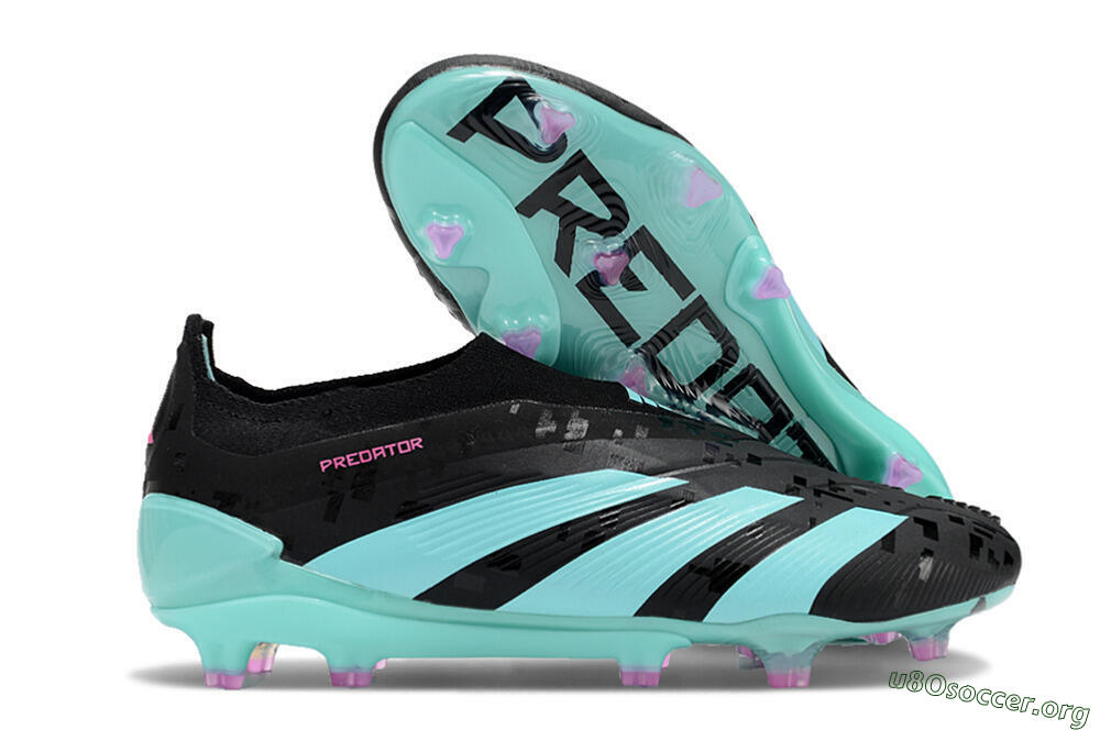 Adidas Predator+ Elite Laceless FG Football Boots - Black/Jade/Pink 2