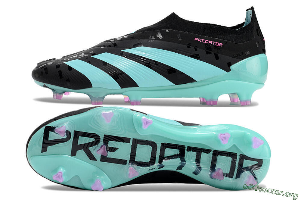 Adidas Predator+ Elite Laceless FG Football Boots - Black/Jade/Pink 1
