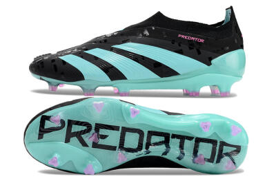 Adidas Predator+ Elite Laceless FG Football Boots - Black/Jade/Pink