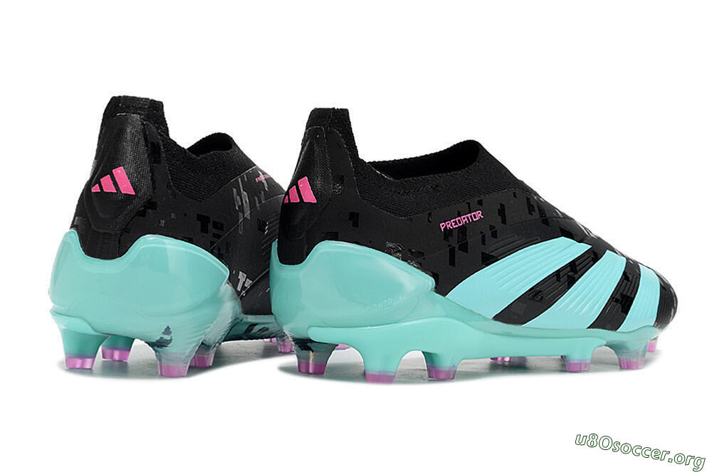 Adidas Predator+ Elite Laceless FG Football Boots - Black/Jade/Pink 6