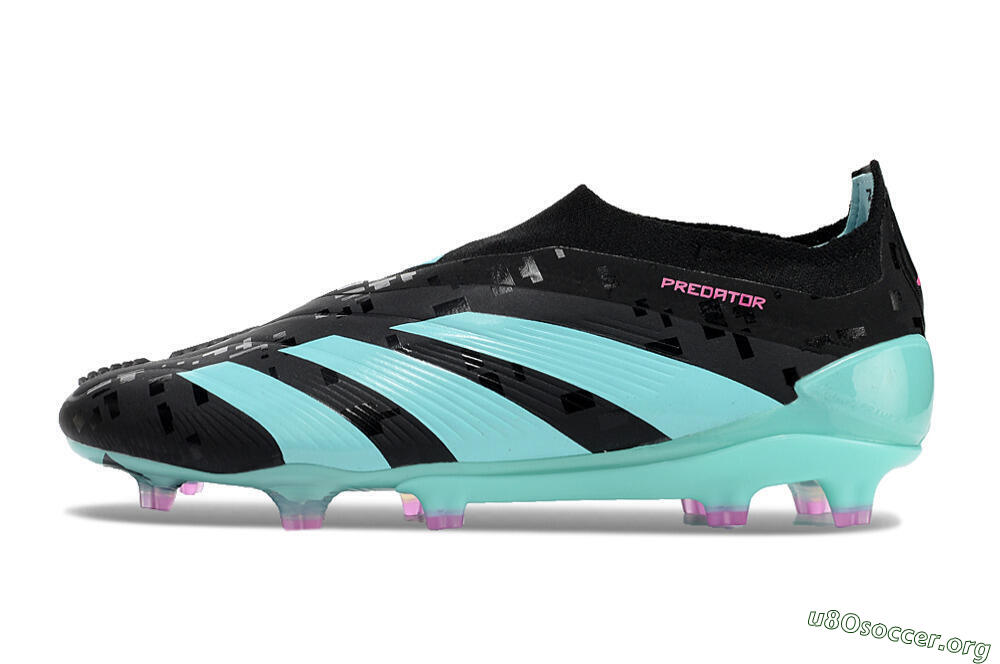 Adidas Predator+ Elite Laceless FG Football Boots - Black/Jade/Pink 3