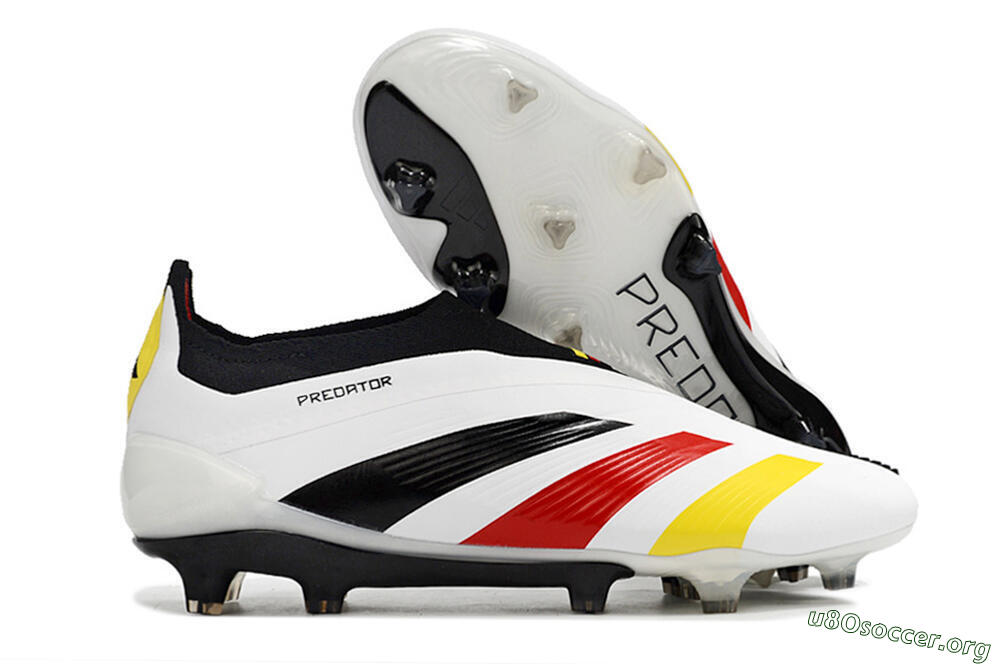 Adidas Predator+ Elite Laceless FG Football Boots - White/Yellow/Red/Black 2