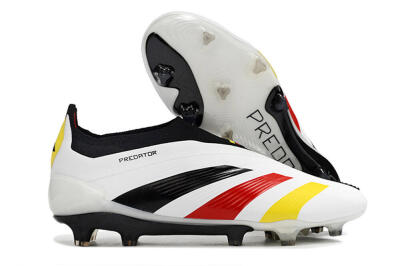 Adidas Predator+ Elite Laceless FG Football Boots - White/Yellow/Red/Black