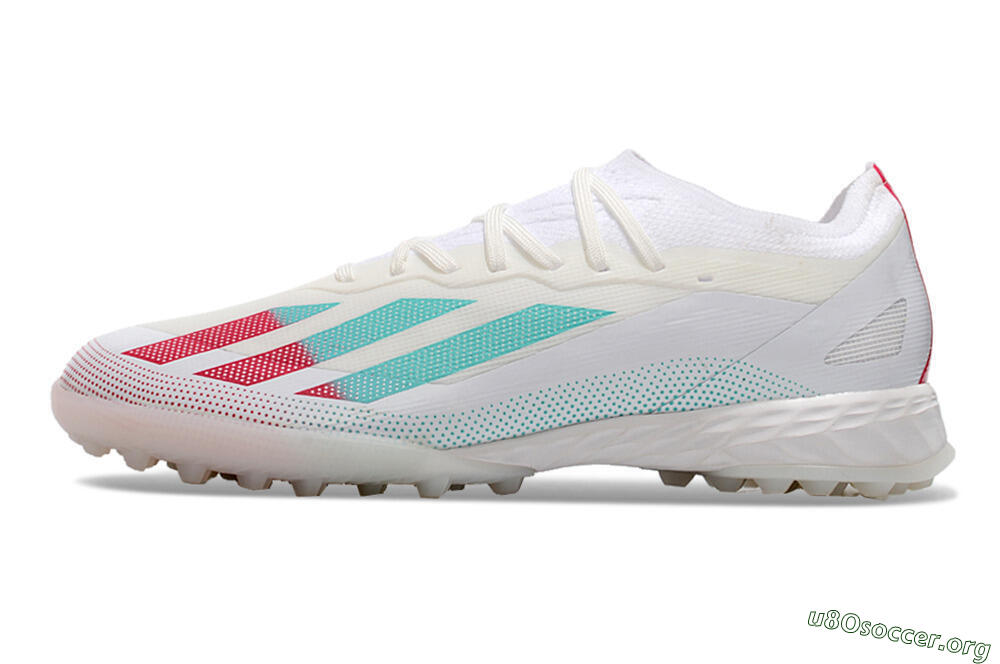 Adidas X Crazyfast.1 TF Football Shoes - White/Red/Jade 3