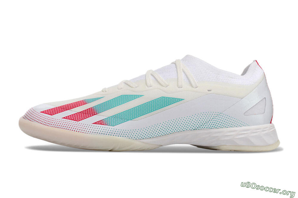 Adidas X Crazyfast.1 IC Football Shoes - White/Red/Jade 3