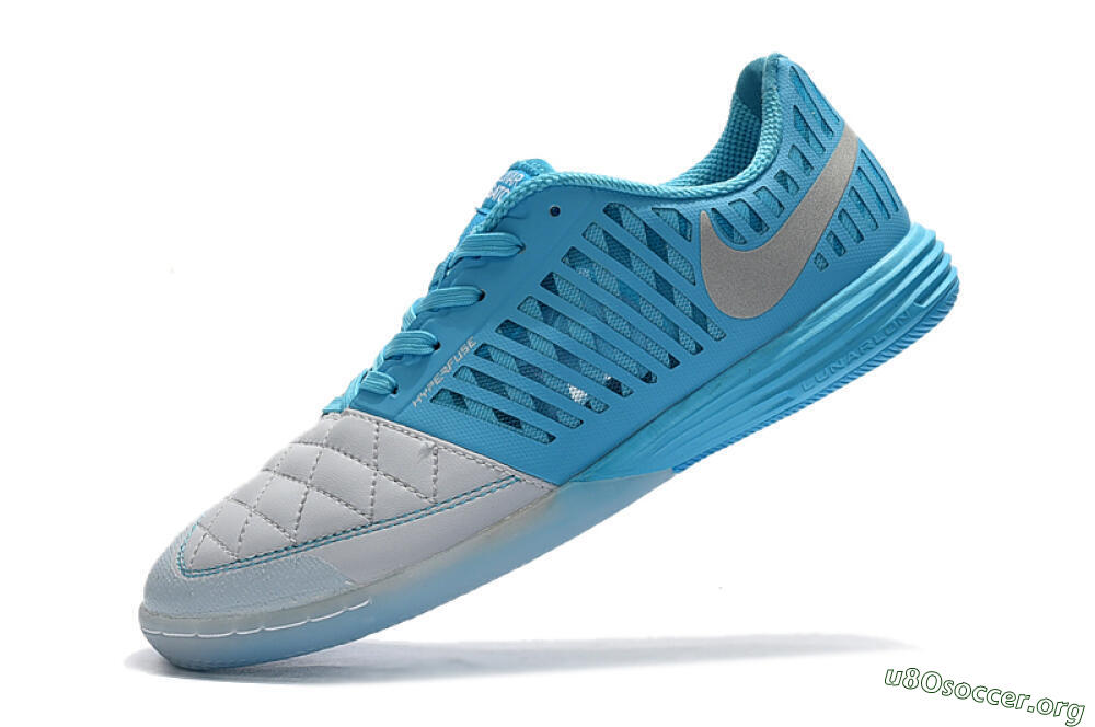 Nike Lunar Gato 2 IC Football Shoes - White/Blue/Silver 6