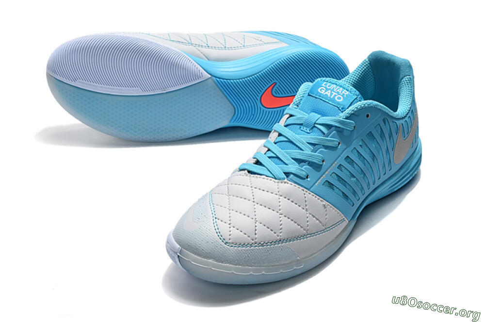 Nike Lunar Gato 2 IC Football Shoes - White/Blue/Silver 3