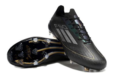 Adidas F50 Adizero FG Football Boots - Black/Gold/Silver