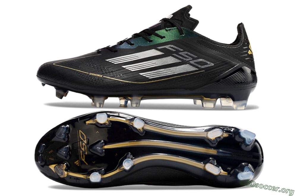 Adidas F50 Adizero FG Football Boots - Black/Gold/Silver 1