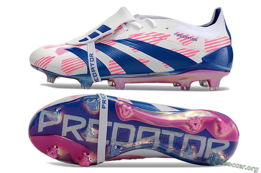Adidas Predator Elite Foldover Tongue FG Football Boots - White/Pink/Blue 1