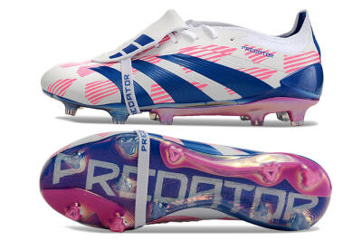 Adidas Predator Elite Foldover Tongue FG Football Boots - White/Pink/Blue