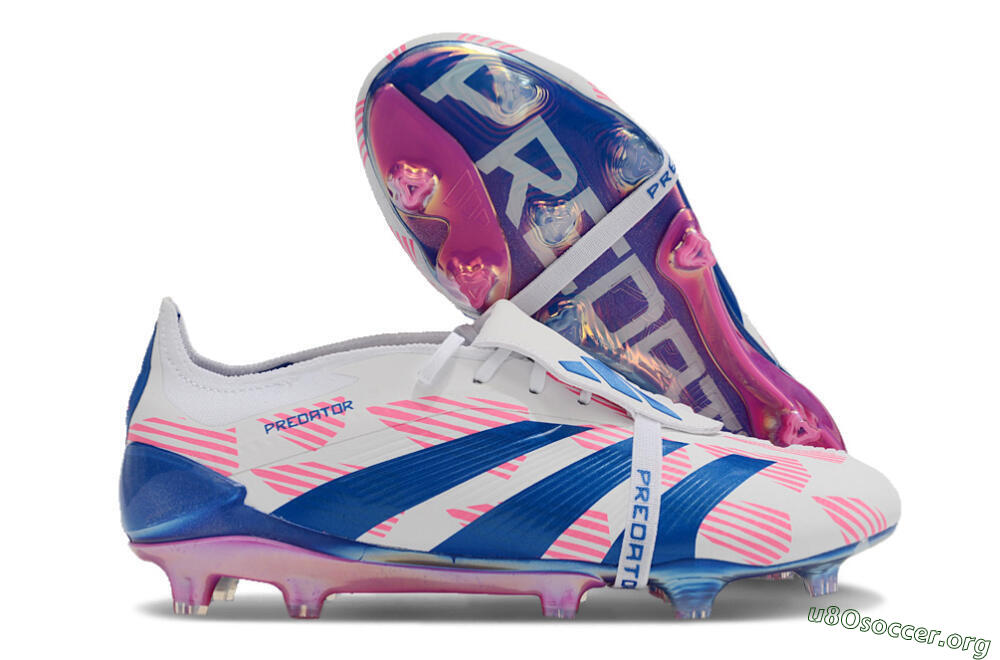 Adidas Predator Elite Foldover Tongue FG Football Boots - White/Pink/Blue 2