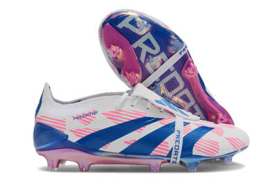 Adidas Predator Elite Foldover Tongue FG Football Boots - White/Pink/Blue