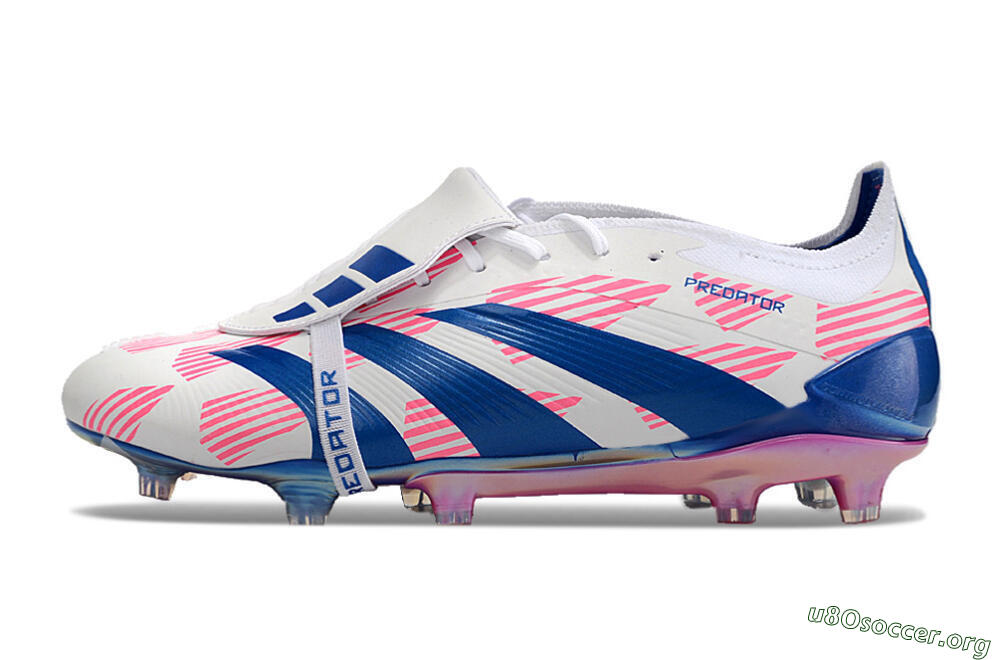 Adidas Predator Elite Foldover Tongue FG Football Boots - White/Pink/Blue 3