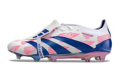 Adidas Predator Elite Foldover Tongue FG Football Boots - White/Pink/Blue