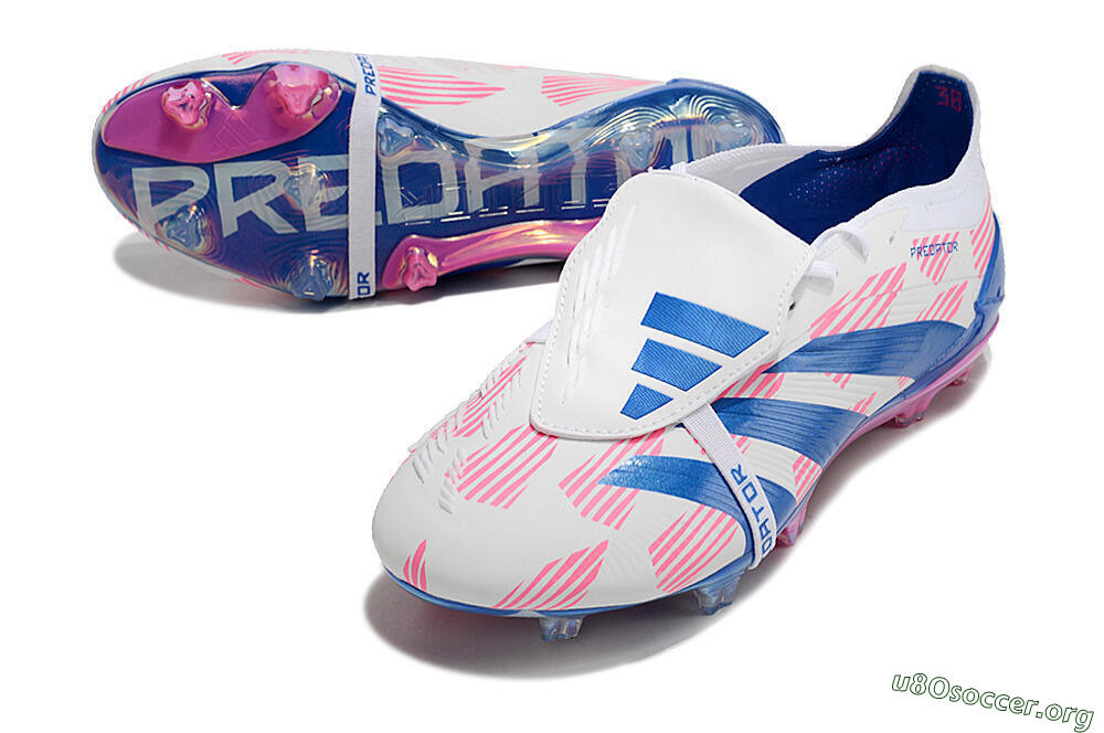 Adidas Predator Elite Foldover Tongue FG Football Boots - White/Pink/Blue 0