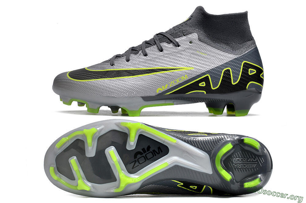 Nike Air Zoom Mercurial Superfly 9 Elite FG Football Boots - Silver/Grey/Green 1