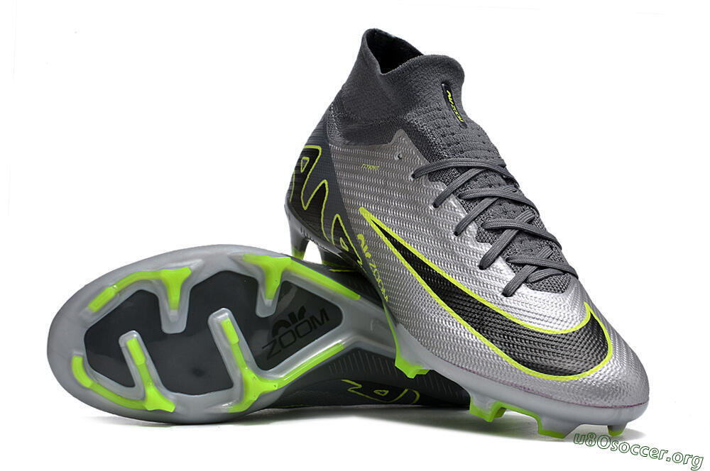 Nike Air Zoom Mercurial Superfly 9 Elite FG Football Boots - Silver/Grey/Green 0