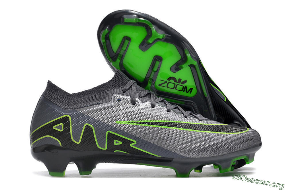 Nike Air Zoom Mercurial Vapor 15 Elite FG Football Boots - Silver/Grey/Green 2