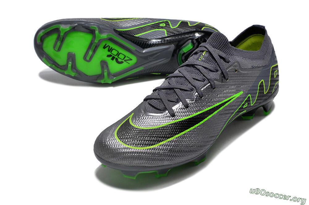 Nike Air Zoom Mercurial Vapor 15 Elite FG Football Boots - Silver/Grey/Green 0
