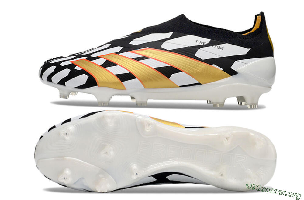 Adidas Predator 24 Elite Laceless FG Football Boots - Black/White/Gold 1