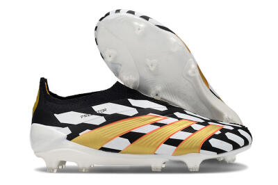 Adidas Predator 24 Elite Laceless FG Football Boots - Black/White/Gold