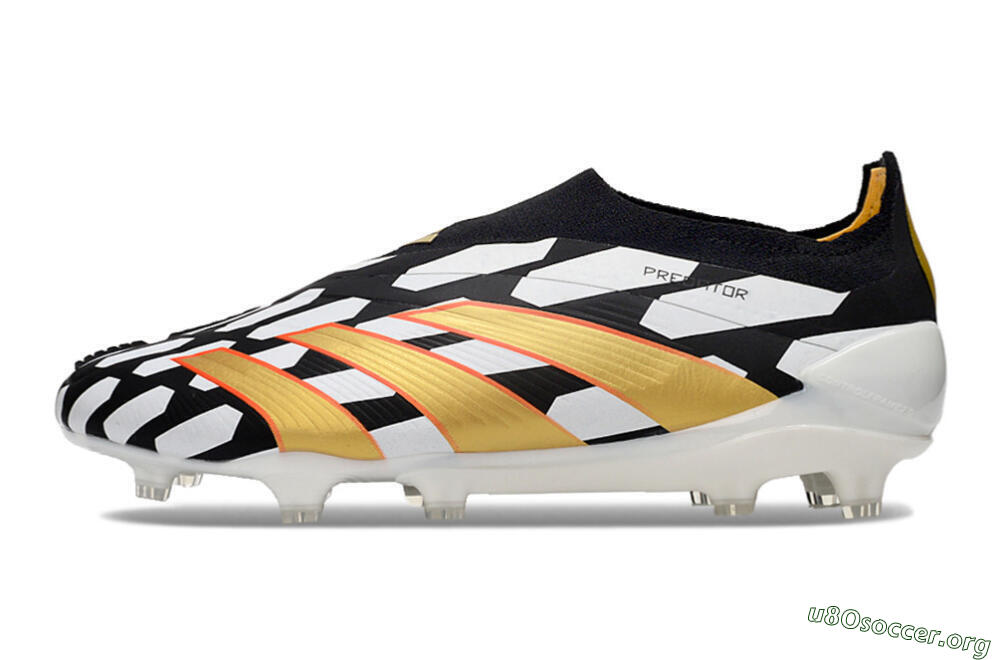 Adidas Predator 24 Elite Laceless FG Football Boots - Black/White/Gold 3