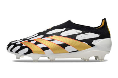 Adidas Predator 24 Elite Laceless FG Football Boots - Black/White/Gold