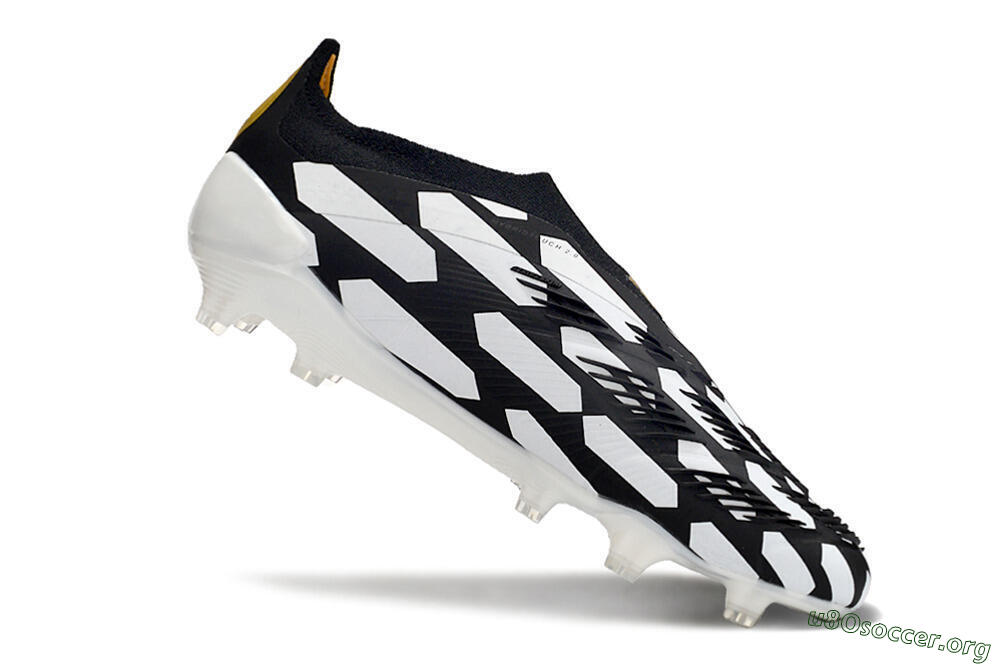 Adidas Predator 24 Elite Laceless FG Football Boots - Black/White/Gold 4