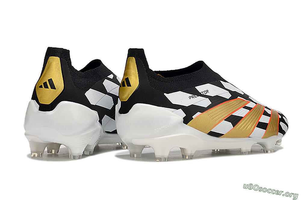 Adidas Predator 24 Elite Laceless FG Football Boots - Black/White/Gold 6