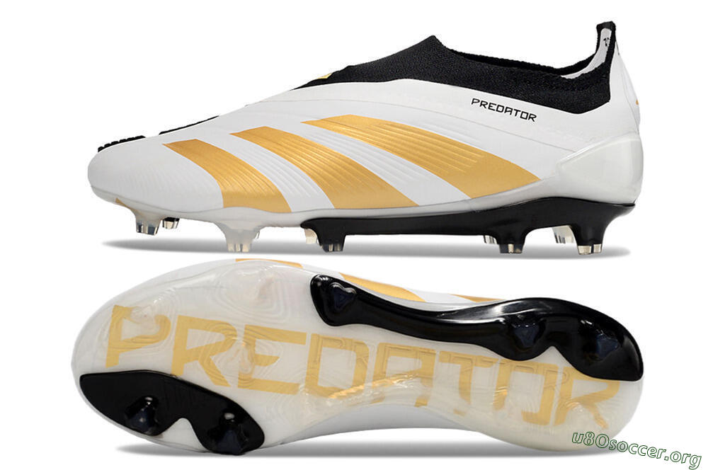 Adidas Predator 24 Elite Laceless FG Football Boots - White/Gold/Black 1