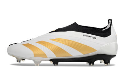 Adidas Predator 24 Elite Laceless FG Football Boots - White/Gold/Black