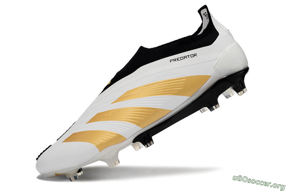 Adidas Predator 24 Elite Laceless FG Football Boots - White/Gold/Black 5