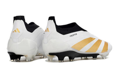 Adidas Predator 24 Elite Laceless FG Football Boots - White/Gold/Black