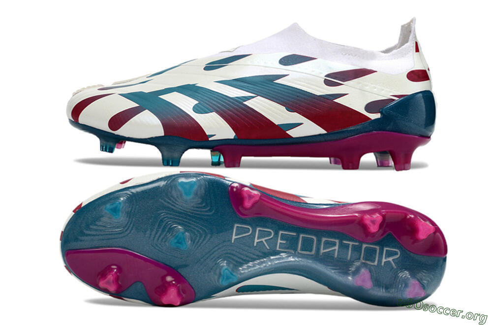 Adidas Predator 24 Elite Laceless FG Football Boots - Beige/Blue/Red 1