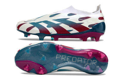 Adidas Predator 24 Elite Laceless FG Football Boots - Beige/Blue/Red