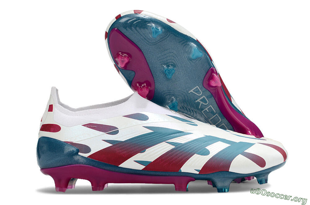 Adidas Predator 24 Elite Laceless FG Football Boots - Beige/Blue/Red 2