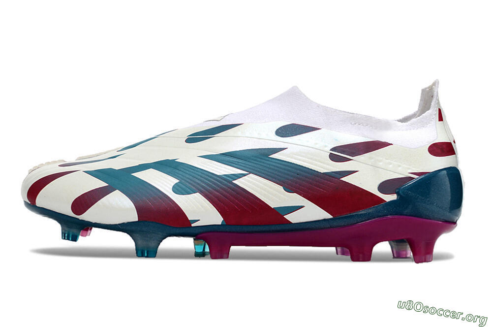 Adidas Predator 24 Elite Laceless FG Football Boots - Beige/Blue/Red 3