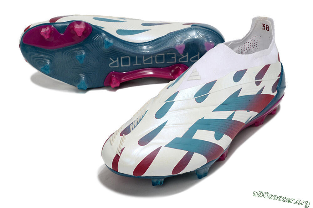 Adidas Predator 24 Elite Laceless FG Football Boots - Beige/Blue/Red 0
