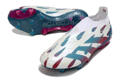 Adidas Predator 24 Elite Laceless FG Football Boots - Beige/Blue/Red